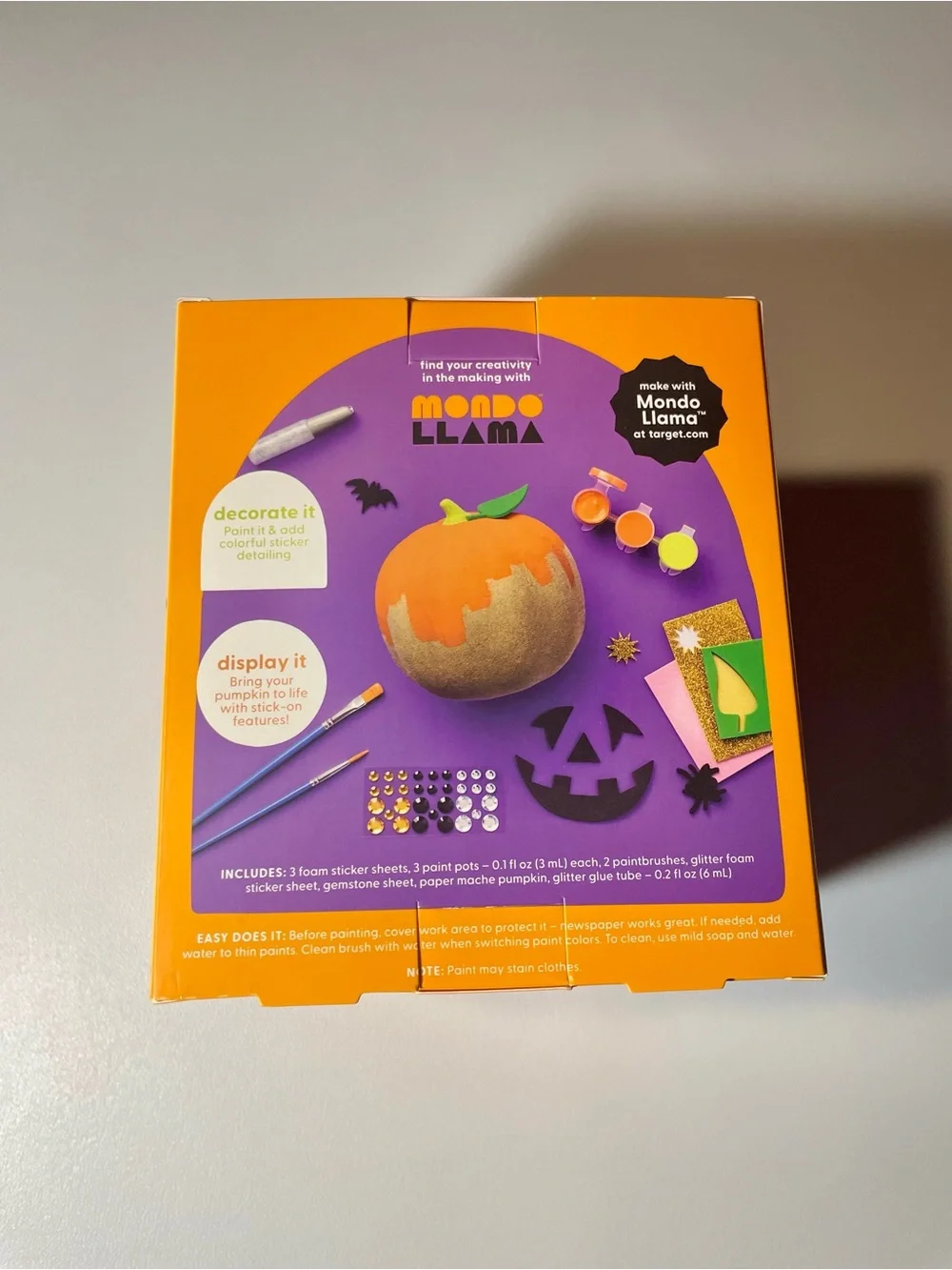 Mondo Llama Create-Your-Own Paper Mache Pumpkin Kit - Orange New Sealed DIY Art